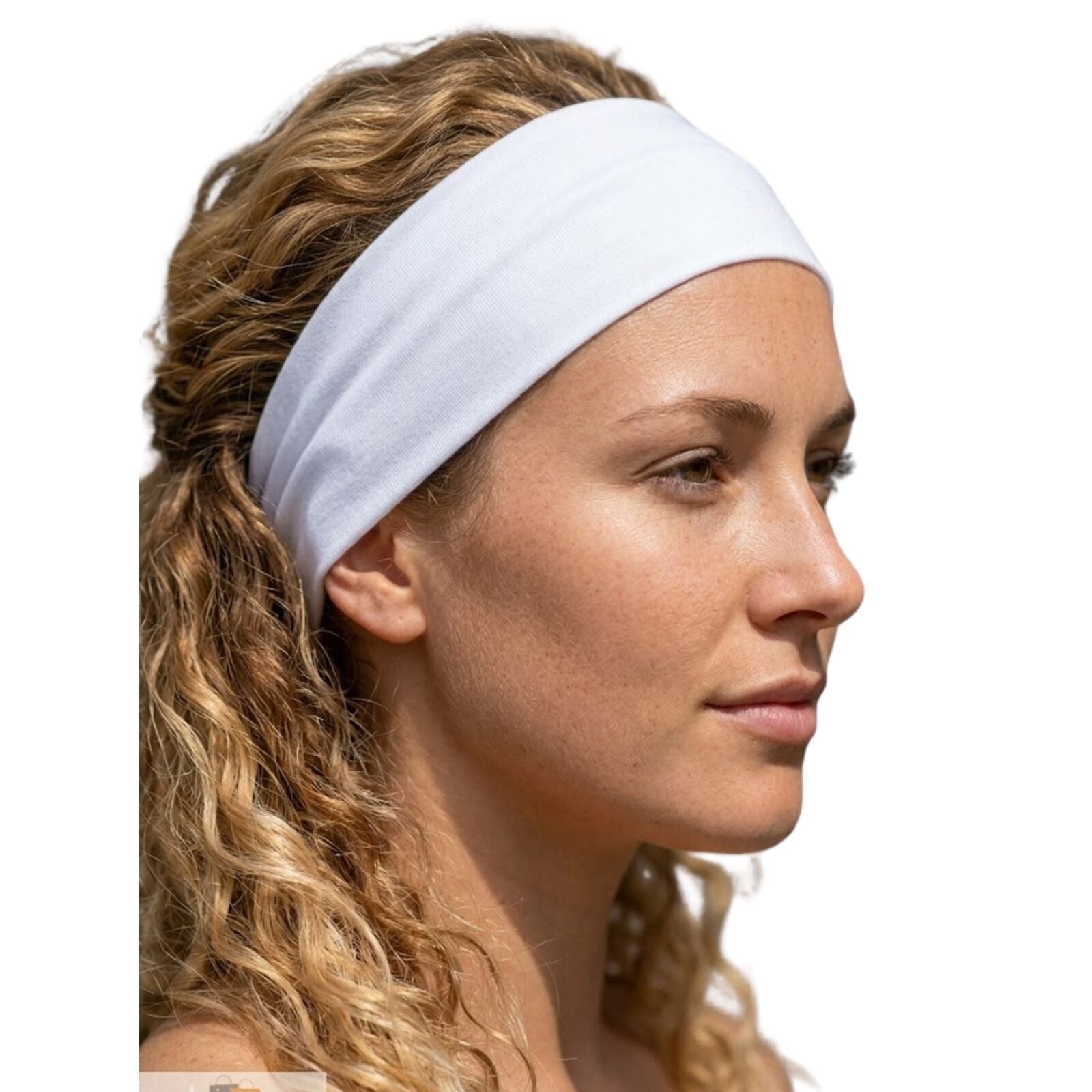 PLAIN HEADBAND Elastic Stretch Sports Yoga Hair Band Unisex 8cm Wide - White